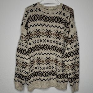 Vintage Field Master Chunky Knit Crewneck Cotton Nordic Sweater Size XL Tall